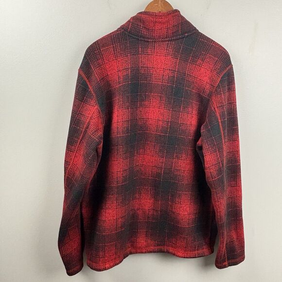 The North Face 1/4 Zip Pullover Men’s XL Red Black Brush Fleece Warm Collar EUC - Picture 10 of 11